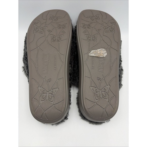 Alegria Chillery Slippers Womens EU 39 US 8.5 Dark Gray Faux Fur 2 Strap Comfy - Picture 9 of 12